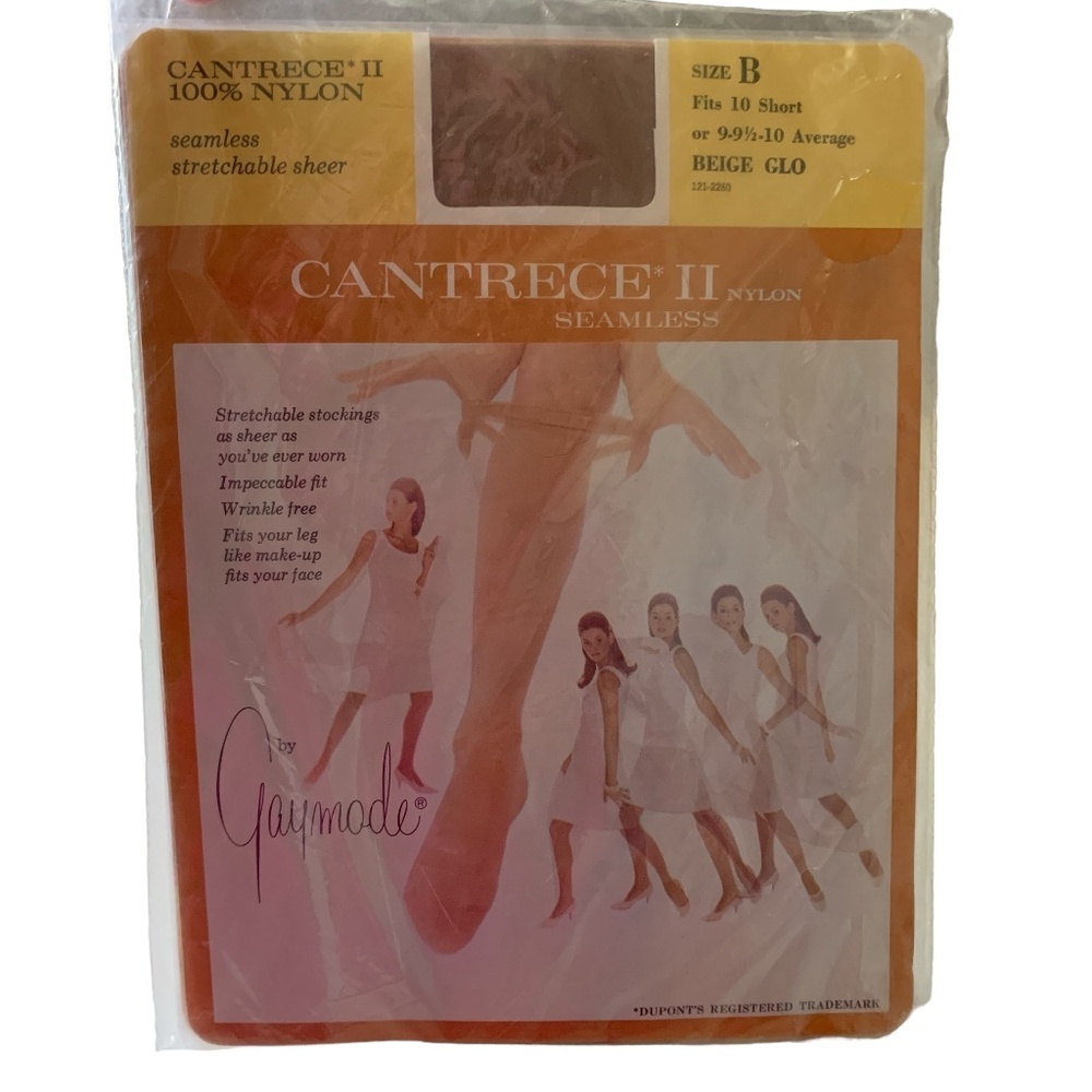 JC Penney Gaymode Cantrece II Stretch Garter Stockings Beige Glo Size B 3 Pack